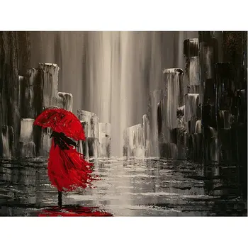 

5D Diamond Embroidery Red umbrella Diy Diamond Mosaic Pictures Living Room decor Diamond Painting cross stitch woman