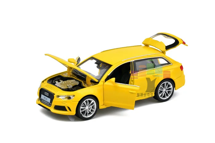 Новинка, 1:32 Модели автомобилей из сплава, высокая имитация Audi RS6, металлические литые игрушки, транспортные средства, оттягивающие назад, мигающие и музыкальные - Цвет: Yellow