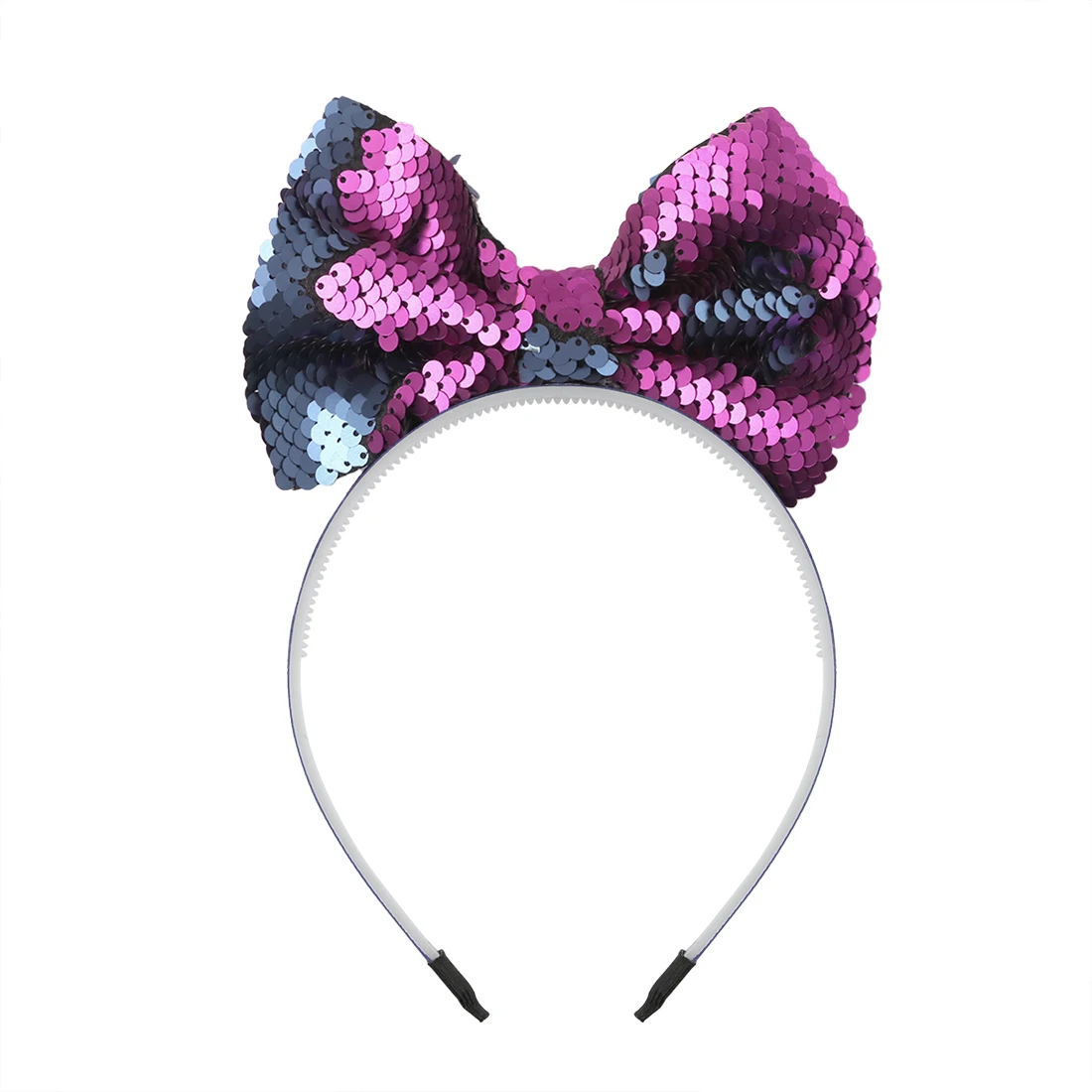 

1 PC 5" Big Reversible Sequin Bows With Plastic Hairbands Colorful Rainbow Headbands For Birthday Party