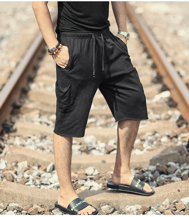 Летние новые модные мужские хлопковые шорты в стиле кэжуал бегунов короткие мужские Удобные Свободные в стиле хип-хоп пляж бренд Твердые