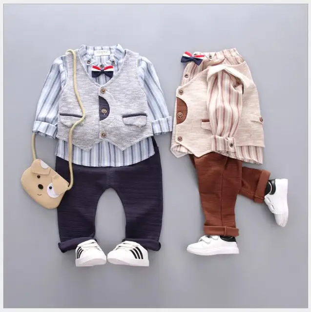 Buy toddler boys clothing set cotton striped 3 pieces