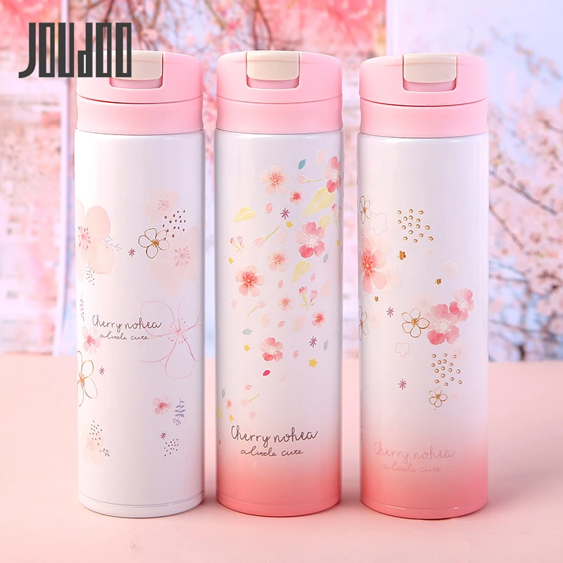 

New Girl Cherry Blossoms Thermal Insulation Thermos Stainless Steel Cute Vacuum Flask Student School Water Bottle Thermo Mug 35