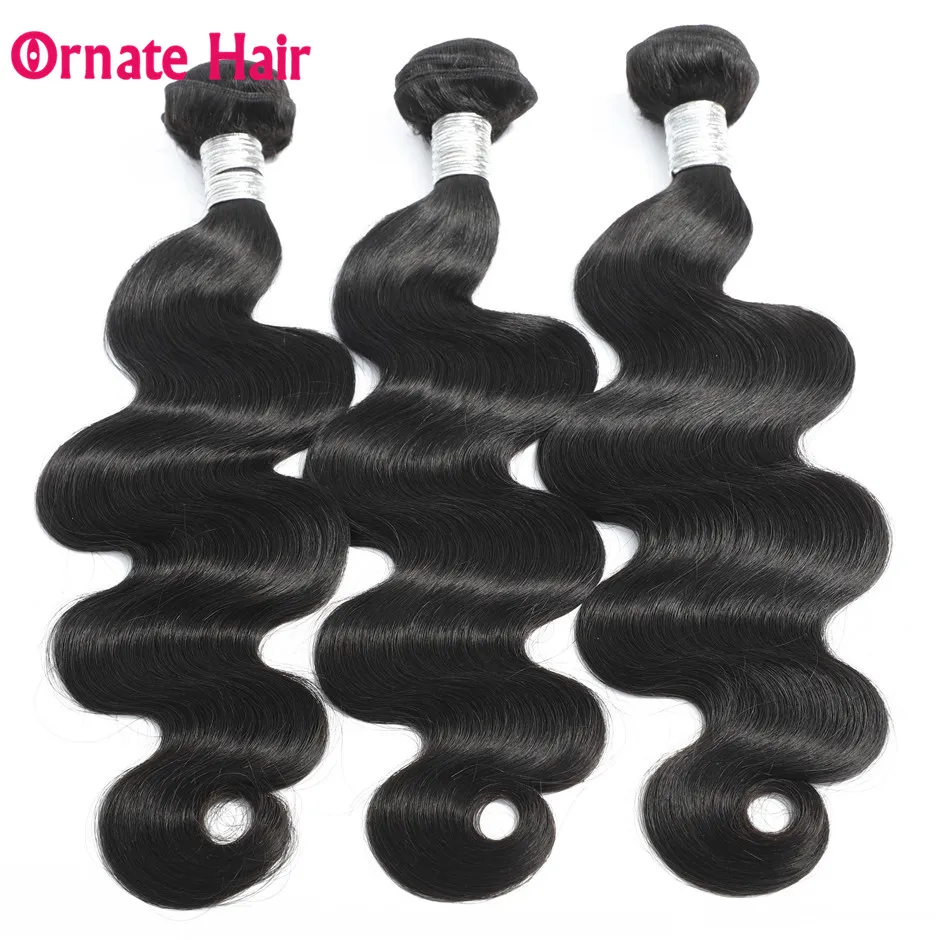 

Ornate Extensions Body Wave Human Hair Bundles Brazilian Hair Weave 3 Bundles Deal Natural Color Non Remy Hair