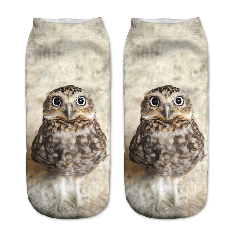 Милые 3D печатных для женщин, девочек, детей; женские носки Повседневное носки Укороченные носки унисекс маленькая сова