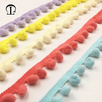 

20yards/lot 35 colors optional Color pompom small ball cotton bohemian tassel trimming fringe DIY for sewing Curtains decoration