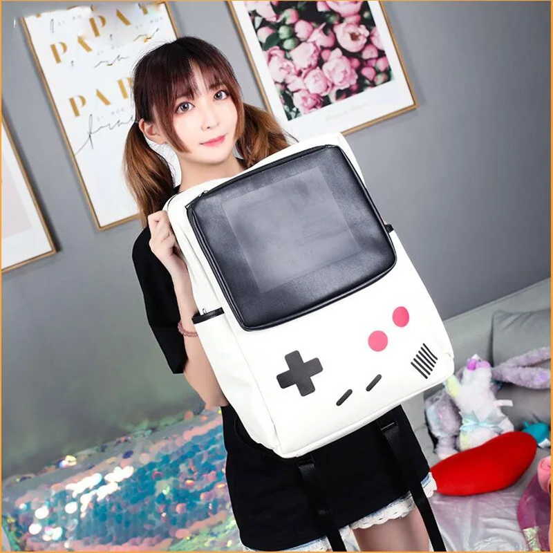 Новый стиль японский рюкзак GameBoy черного и белого цвета игровая консоль аниме