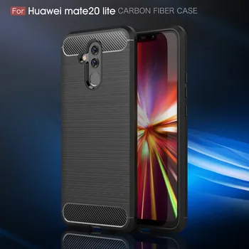 

50pcs/lot Business Case For Huawei Mate 20 Lite Maimang 7 Carbon Fiber Brushed TPU Phone Back Case Cover For P20 Lite P20 Pro