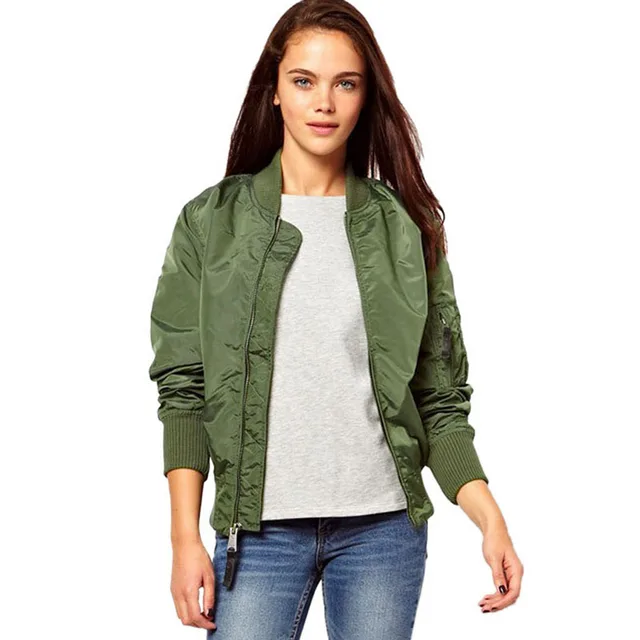 Buy Army Green Bomber Jacket Women Slim Military