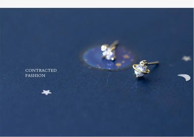 

ZTUNG CSC37 women 925 silver jewelry,super shiny earring,a simple ear stud for lady