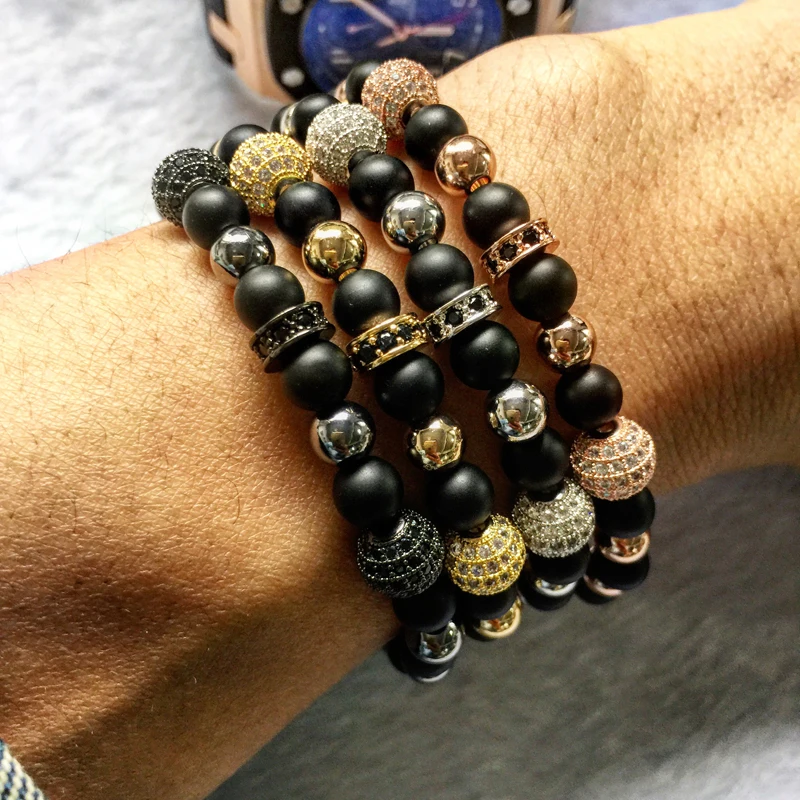 Zircon Bracelet Micro Pave Bracelet Man Charm Bracelets Gold Black Cz