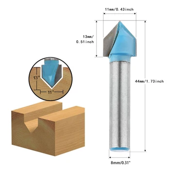 

DRELD 1pc Woodworking Capenter Tools 8mm Shank 90 Degree V Groove Template Router Bit Woodworking Milling Cutter Tools