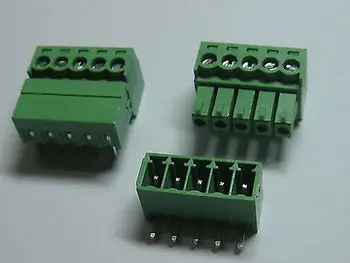 

12 pcs Screw Terminal Block Connector 3.5mm Angle 5 pin/way Green Pluggable Type