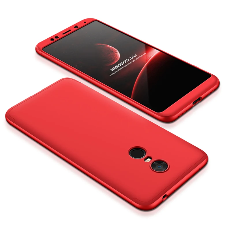 Xiaomi Redmi 5 Plus чехол 360 градусов полный противоударный чехол для телефона на Funda Xiaomi Redmi 5 Xiomi Redmi5 Plus чехол 3 в 1 - Цвет: Red