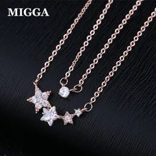 MIGGA двухслойные кубический циркон кристаллы подвеска в виде звезды из розового золота Цвет Цепочки и ожерелья цепи Для женщин ювелирные изделия