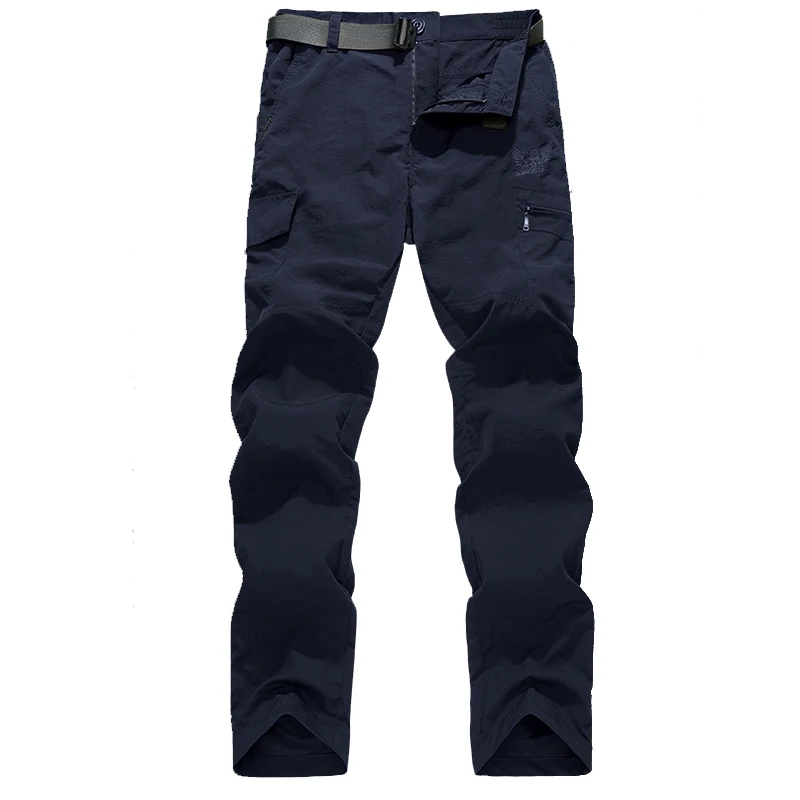 Мужские быстросохнущие летние армейские военные штаны повседневные брюки мужские тактические брюки карго мужские легкие водонепроницаемые брюки M-4XL - Цвет: Navy Blue