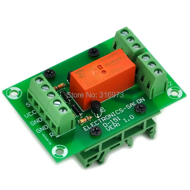 

Bistable/Latching DPDT 8 Amp Power Relay Module, DC12V Coil, with DIN Rail Feet