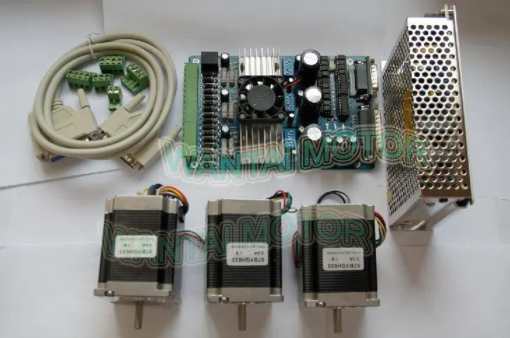 

High Nema 23 Stepper Motor 270oz-in,3.0A +3 Axis Board + Power CNC Kit of wantai