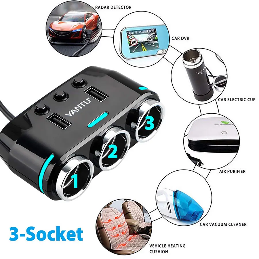 USB адаптер для зарядного устройства от прикуривателя автомобиля 12 V 24 Splitter гнезда