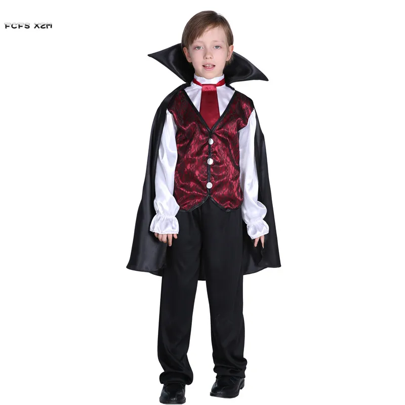 

M-XL Boys Dracula Scary Cosplays Kids Children Halloween Vampire Costume Carnivl Purim parade masked ball Masquerade Party dress