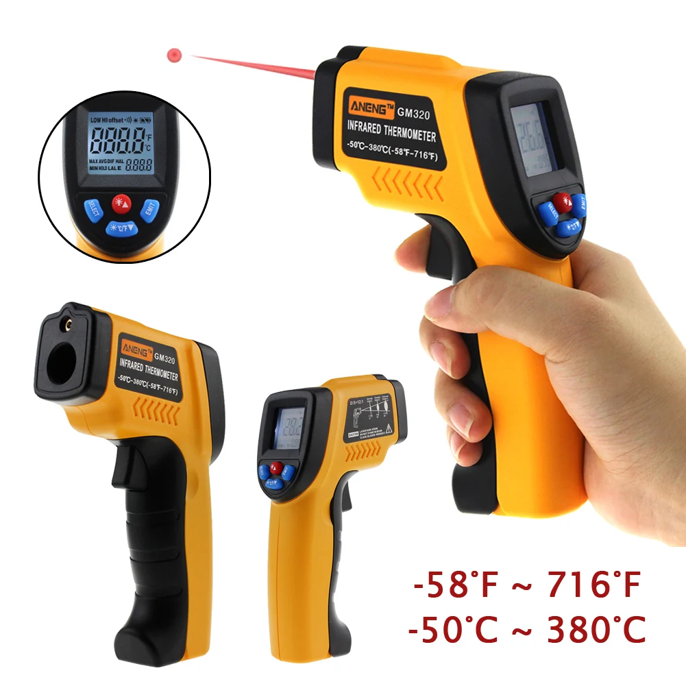 Бесконтактный ЖК ИК лазерный Инфракрасный цифровой термометр температуры для домашнего использования-50-380