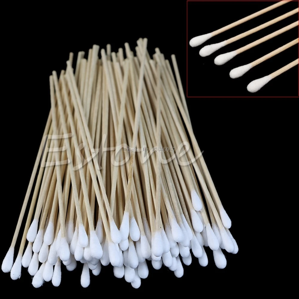 100pcs Swabs 6 Long Wood Handle Sturdy Cotton Applicator Swab Q