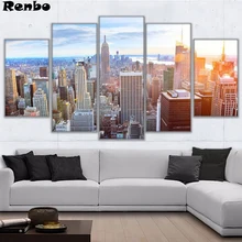 5D DIY Алмазная картина, фото, на заказ, алмазная вышивка, Нью-Йорк, городской пейзаж, вышивка крестиком, 5 шт., стразы, мозаичные наклейки