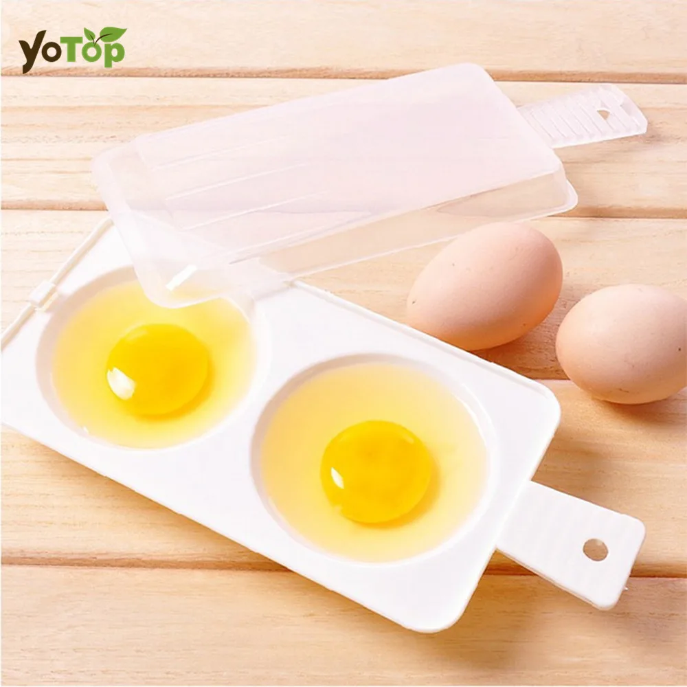 

YOTOP 2 Grids Food-Grade Plastic Egg Poacher Cook Poach Egg Tools Microwave Oven Poached Baking Cup Cooking Kitchen Accessories