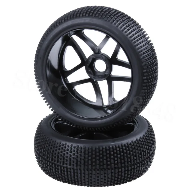 Cheap 2pcs RC 1/8 Buggy Tyre Tire & Wheels 17mm Hex 115mm Width:42mm For HSP Redcat HPI