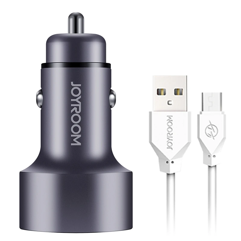 Joyroom Dual USB Smart Car Charger 5V 2.1A Current Display Fast Charging Aluminum Alloy with
