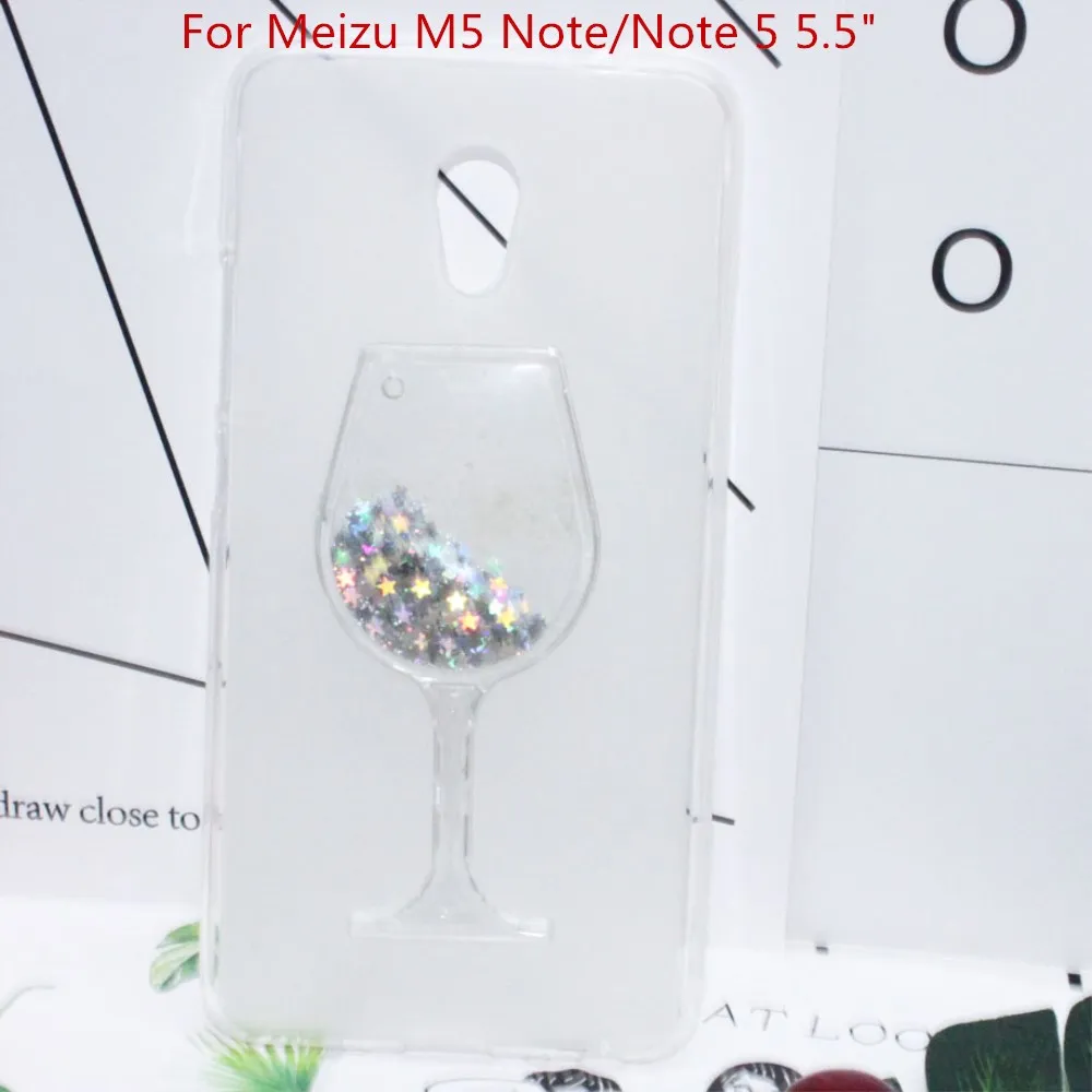 

Soft Silicone Phone Case Cover For Meizu M5 Note/Note 5 5.5" Quicksand Rhinestone Red Wine Glass Pattern Fundas Capa