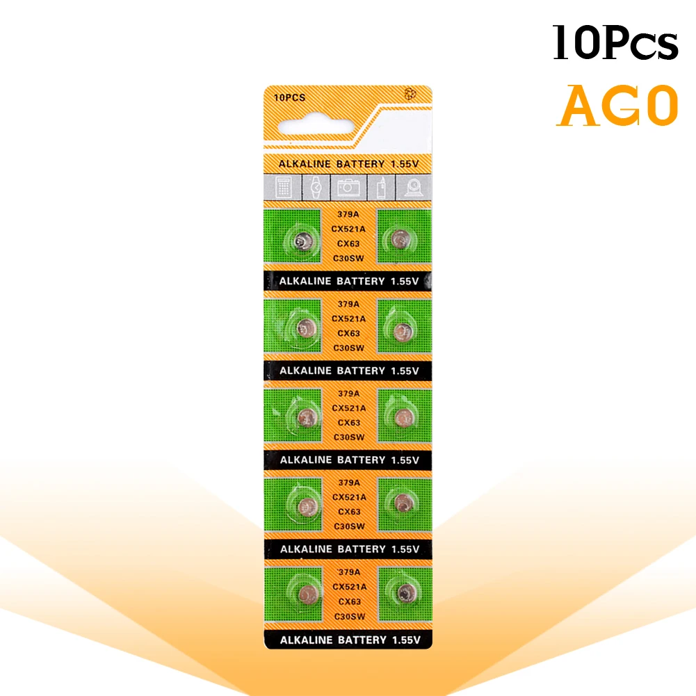 

YCDC 10Pcs/Lot New LONG LASTING 379 SR521SW D379 SR63 V379 AG0 Watch Battery Button Coin Cell MADE IN CHINA 100% Original