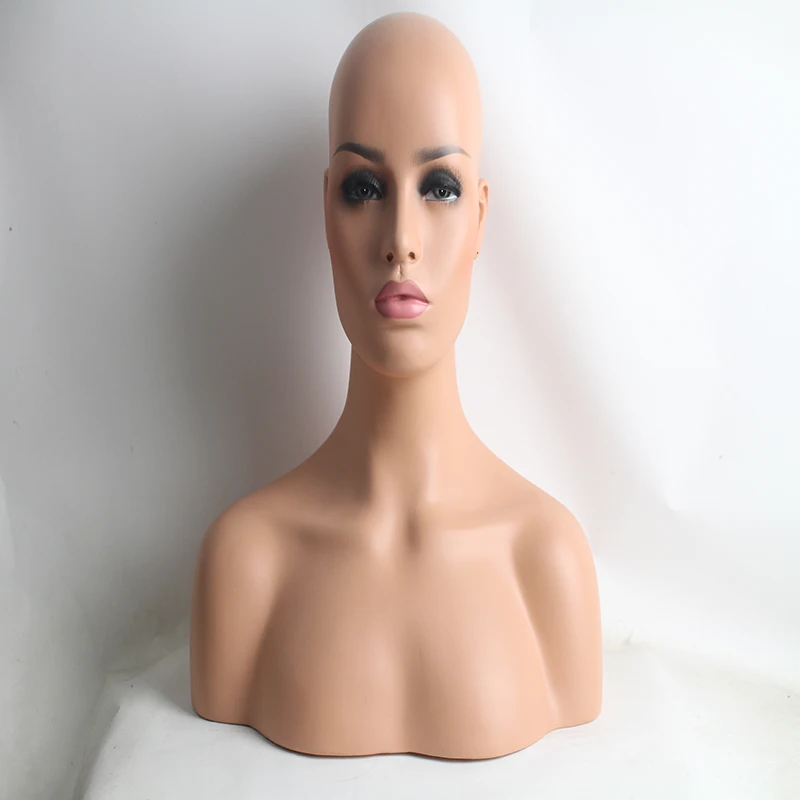 Кожаный женский манекен из Стекловолокна Голова бюст для парик и шляпа дисплей