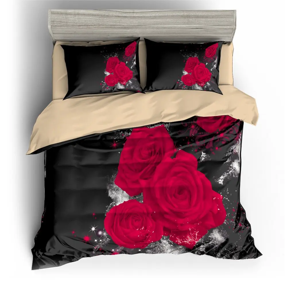 

3D Digital Printing Romantic Roses Series 3-Piece Duvet Cover Sets