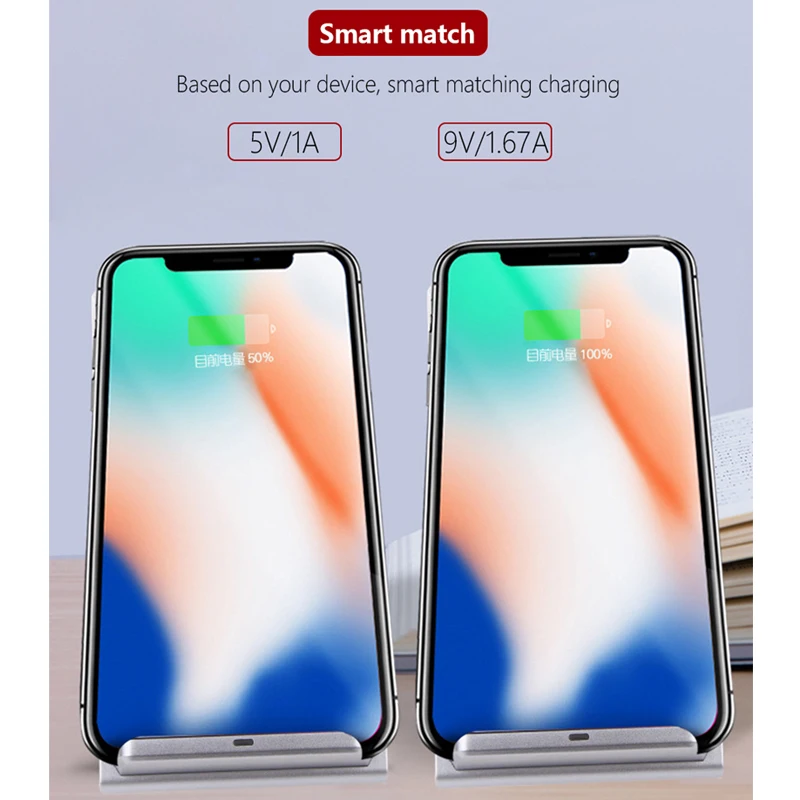 Qi Wireless Charger for iPhone X Xs Max XR 8 Plus Samsung S8 S9 Wireless Fast Charging Pad Stand Dock 9V/1.67A 10W Quick Charge
