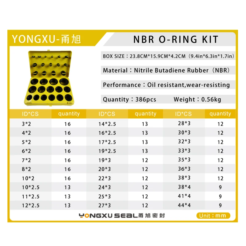 386 шт резиновое кольцо NBR уплотнительное кольцо резиновый комплект 30 размеров нитрил уплотнительное кольцо набор уплотнительных колец масляный набор прокладок KitBox