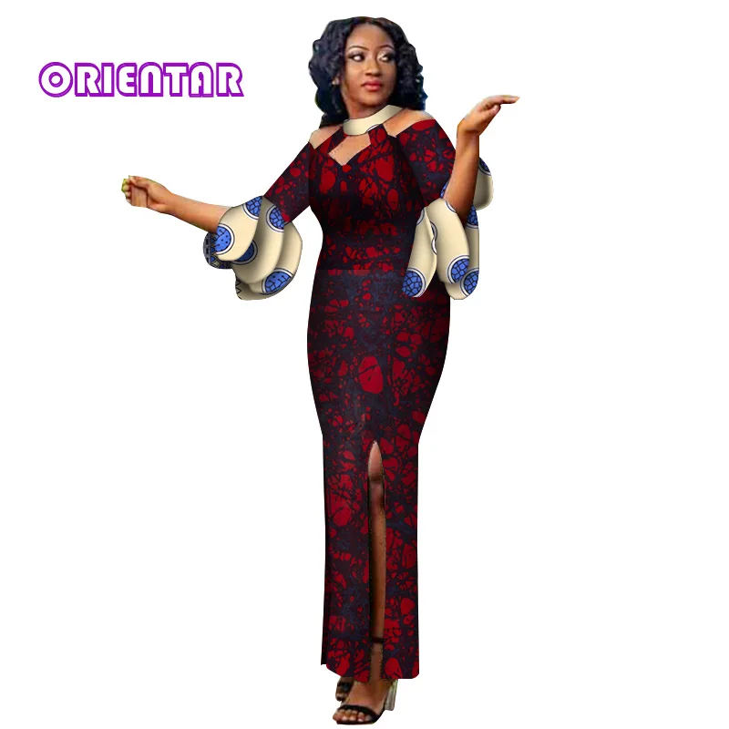 african fashion designers Bazin Riche African Dresses for Woman Print Splice Long Dashiki Dress African Women Private Custom Clothes Plus Size WY2845 african suit