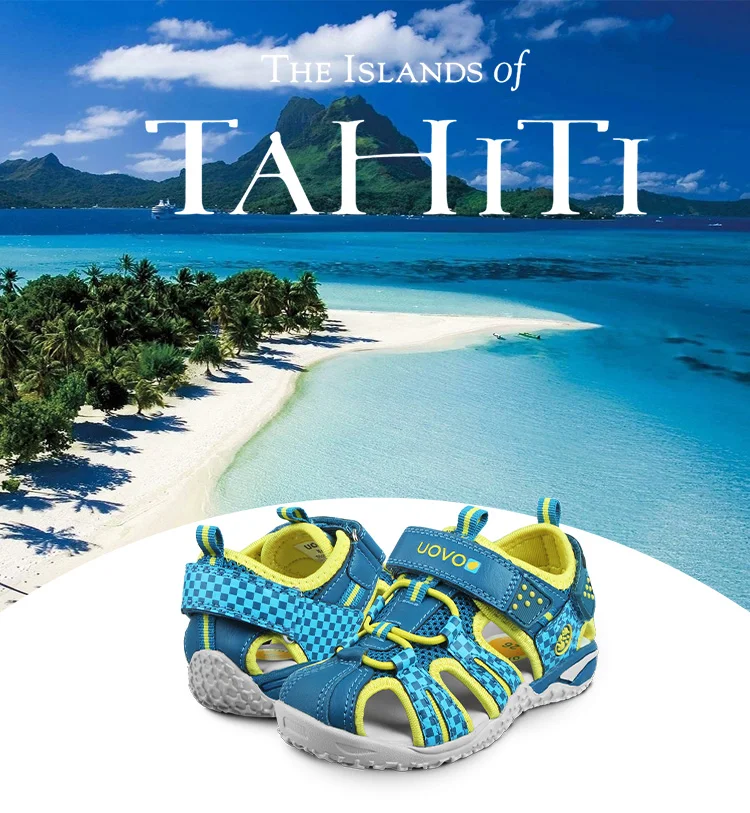 UOVO новые детские сандалии 2018 летние Таити безопасный сандалии для девочек пляжная обувь для девочек носки, предотвращения столкновений