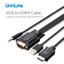 Unnlink VGA конвертер HDMI кабель адаптер с аудио 1080 P VGA HDMI адаптер мужчинами для ноутбука ТВ окно проектора PS3 Xbox