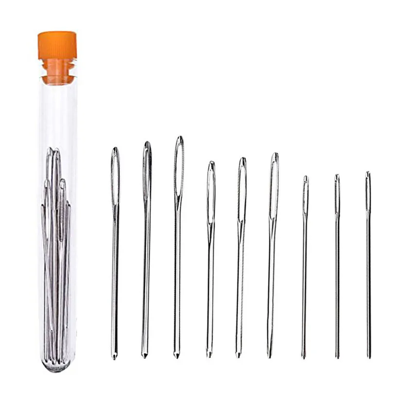 9pcs Large eye Blunt Needles Steel Yarn Knitting Needles Bodkin Sewing Needles DIY Apparel Sewing Fabric #4m08 (4)
