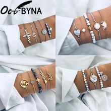 Octbyna богемный популярный мраморный камень браслет набор для женщин пляжный стиль браслет набор для женщин ювелирные изделия подарки оптом