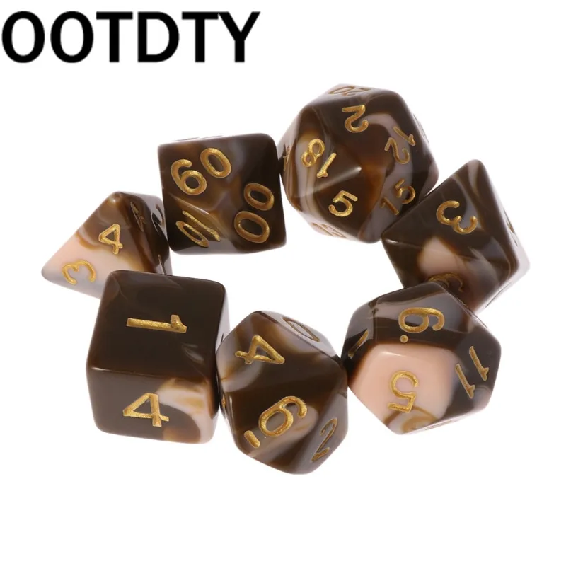 

7pcs/set Sided Dice D4 D6 D8 D10 D12 D20 For Dungeons&Dragon D&D RPG Poly Game