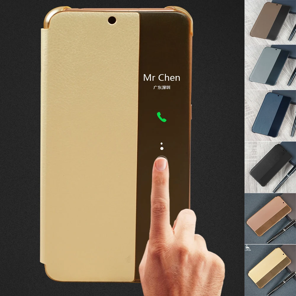 

Smart Flip Case For Huawei P20 Cover P 20 Luxury Leather Case For Huawei P20 Pro Case Smart View Cover for Huawei P20 Plus P20+