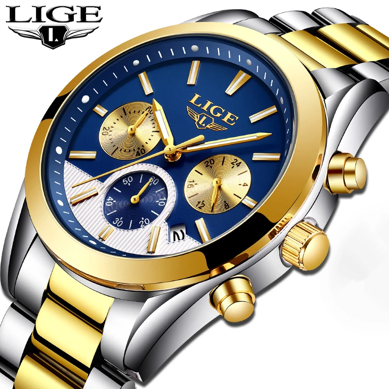 

Top Brand Luxury LIGE Watches Men Sport Chronograph Waterproof Military Full Steel Male Casual Quartz Watch Relogio Masculino