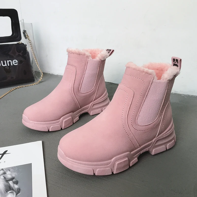 

Brand Women Boots Fur Warm Snow Boots Female Suede Lace Up Ankle Boots Women Shoes Women Bottes Winter Shoes Plus Size 35-41