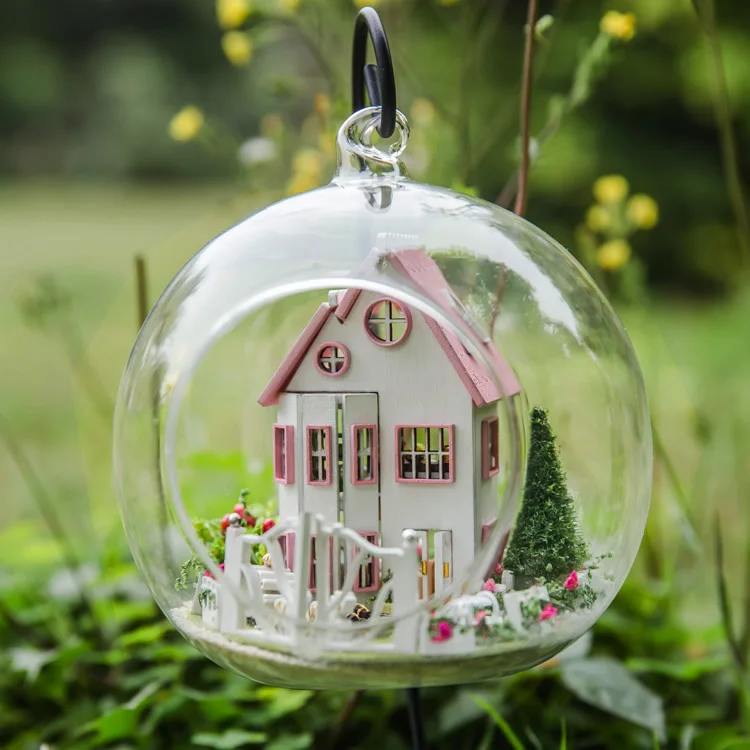 Новое поступление Diy кукольный домик мини стеклянный шар модель строительные наборы ручной работы деревянный миниатюрный кукольный домик Детский Рождественский подарок