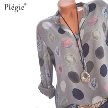 Plegie Womens Tops And Blouses 2018 Women Spring Blusas Shirt Dot Printed Long Sleeves Office Lady Blouse Shirts Blusa Plus Size