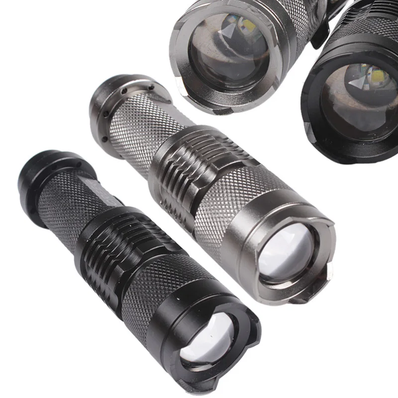 Hot Selling Mini Bright 1200Lm CREE Q5 LED Adjustable Zoom Focus Flashlight Torch Black For AA/14500 Battery Reverse Swith