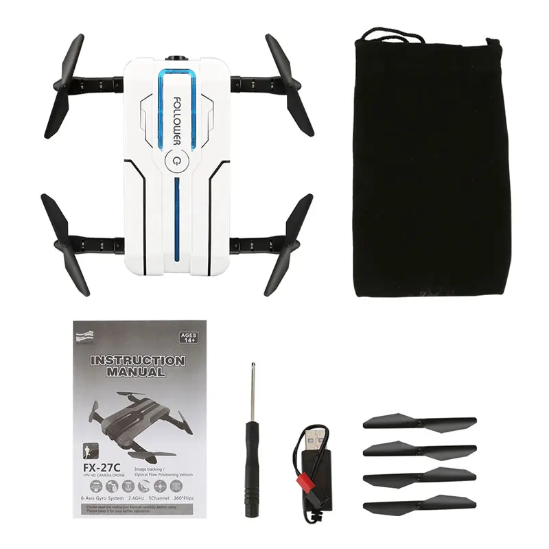 

Foldable Selfie Drone Optical Positioning WIFI FPV 2MP Camera HD Wide Angle Lens One Key Landing Headless Mode RC Quadcopter