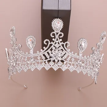 

Crystal Wedding Crown Hair Accessories Bridal Hair Jewelry Handmade Rhinestone Tiaras Pageant Water Drop Women Headpiece LB