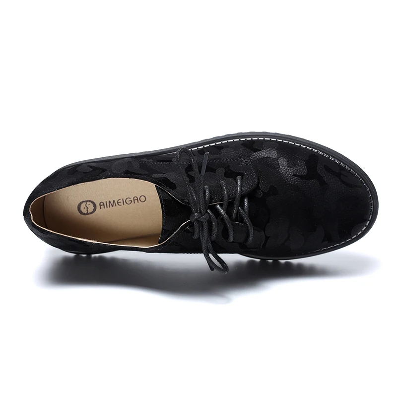 AIMEIGAO Spring Autumn Lace-up Flat Platform Shoes Thick Bottom Women Casual Shoes British Style Women Brogue Shoes